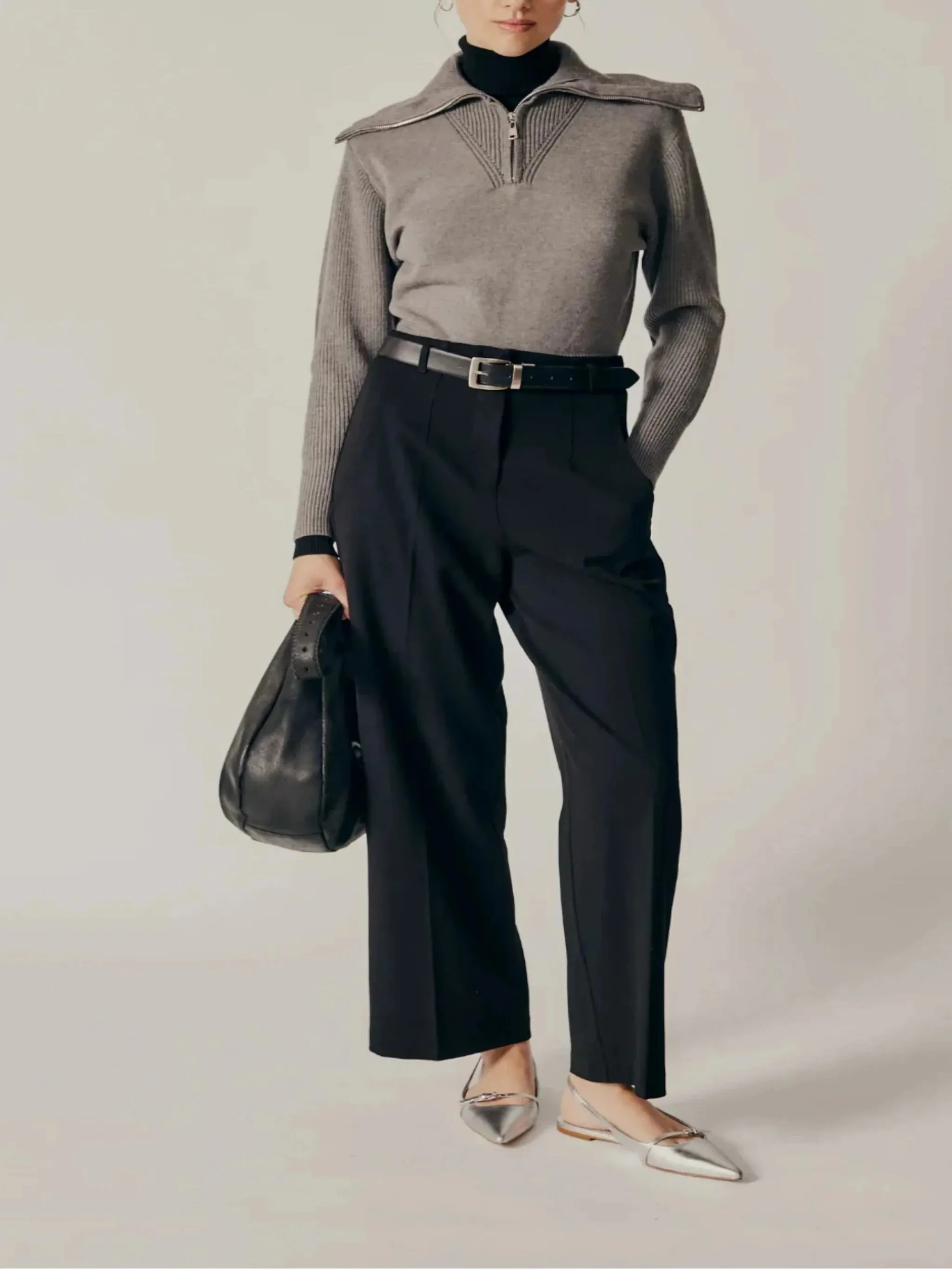 Deluc Lobelia Turtleneck Sweater - Grey Melange