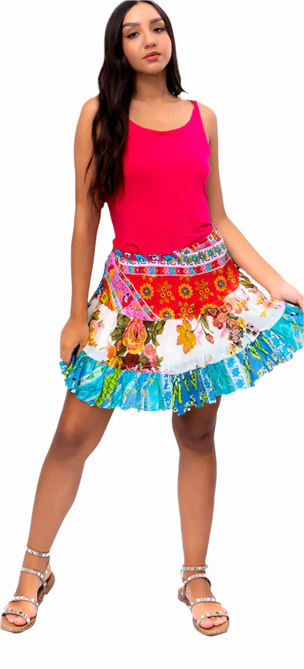ETC Tiered Floral Mini Skirt