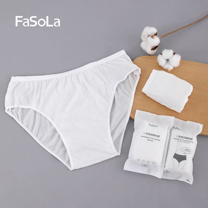 FaSoLa Disposable Full-Cotton Men's Underwear - White, XL, 5-Pack