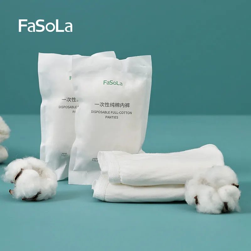 FaSoLa Disposable Full-Cotton Men's Underwear - White, XL, 5-Pack