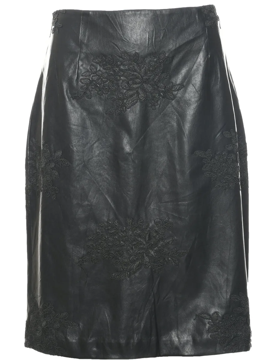 Floral Pattern Pencil Skirt - L
