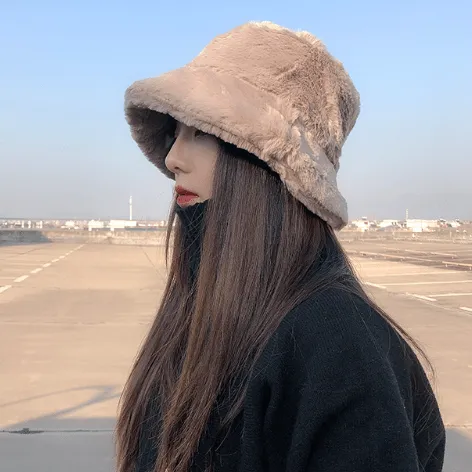 Fluffy Teenage Fashion Warm Bucket Hat