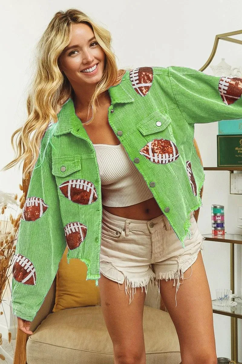 football sequin cropped jacket