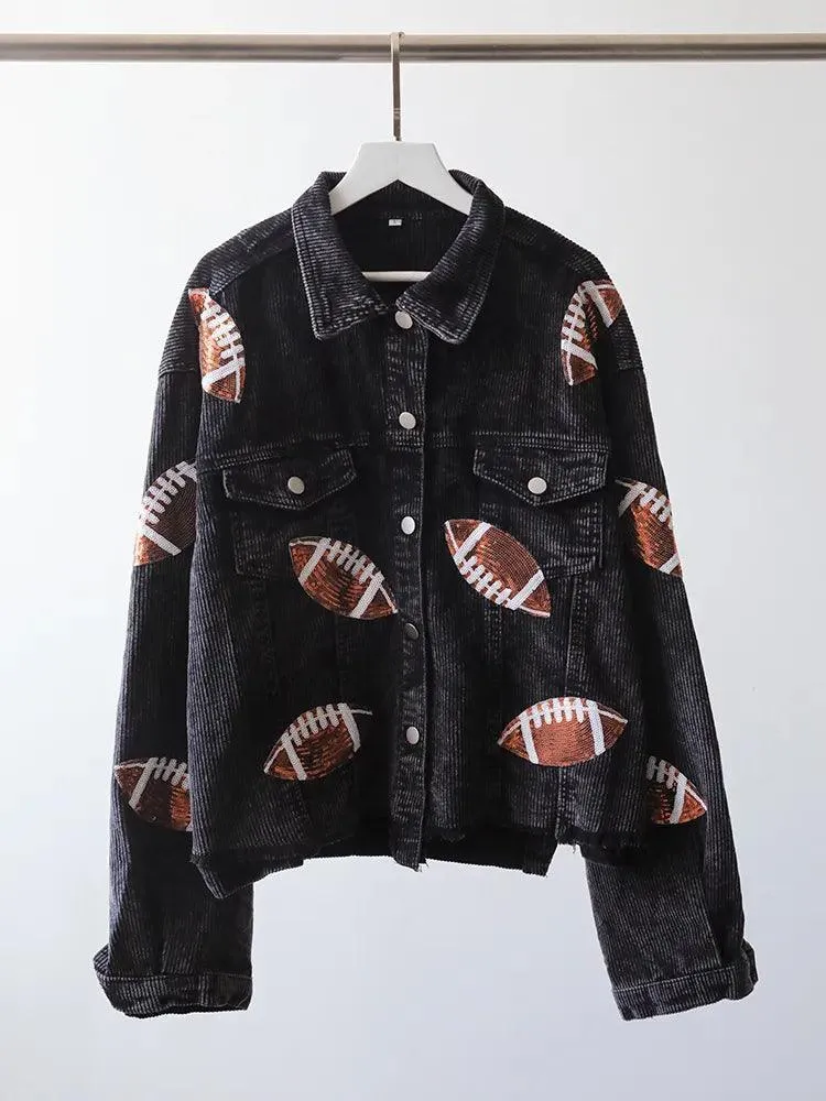 football sequin cropped jacket