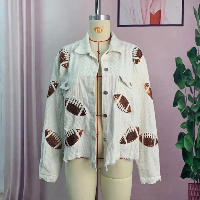 football sequin cropped jacket