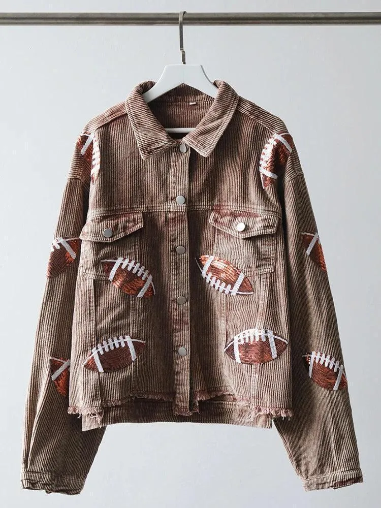 football sequin cropped jacket