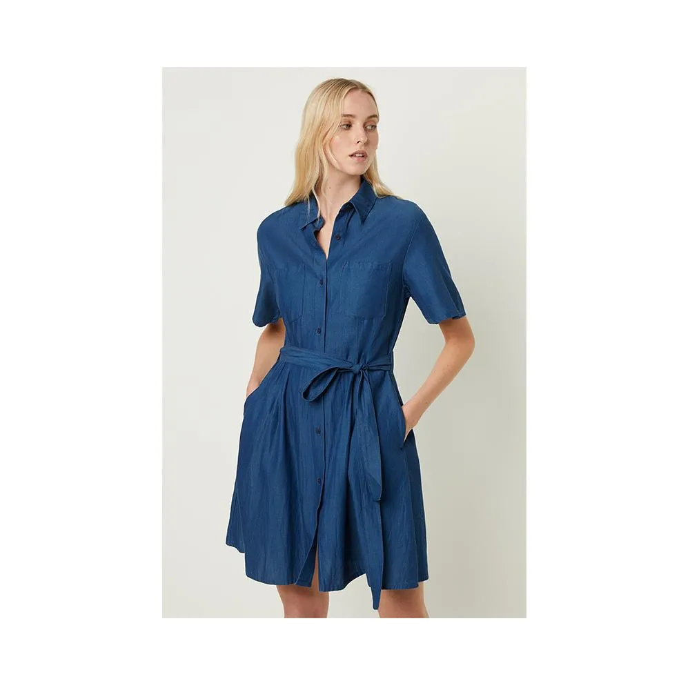 French Connection Leila Ixie Lyocell Button Shirt Dress Dark Mid Indigo 71MBH