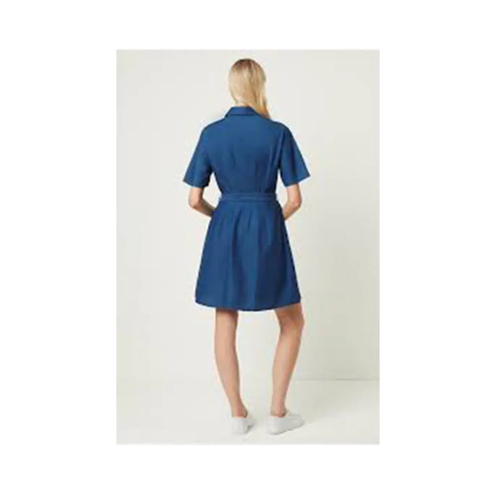 French Connection Leila Ixie Lyocell Button Shirt Dress Dark Mid Indigo 71MBH