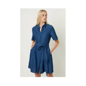 French Connection Leila Ixie Lyocell Button Shirt Dress Dark Mid Indigo 71MBH