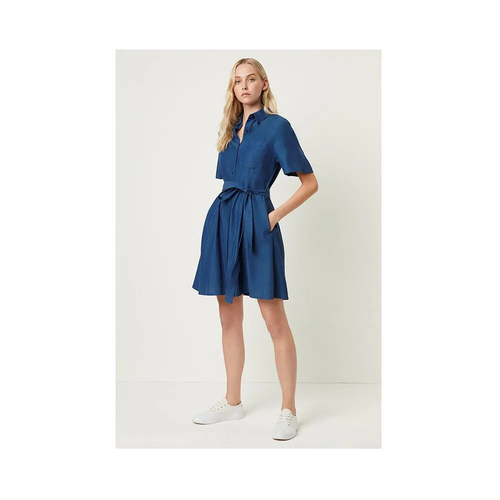 French Connection Leila Ixie Lyocell Button Shirt Dress Dark Mid Indigo 71MBH