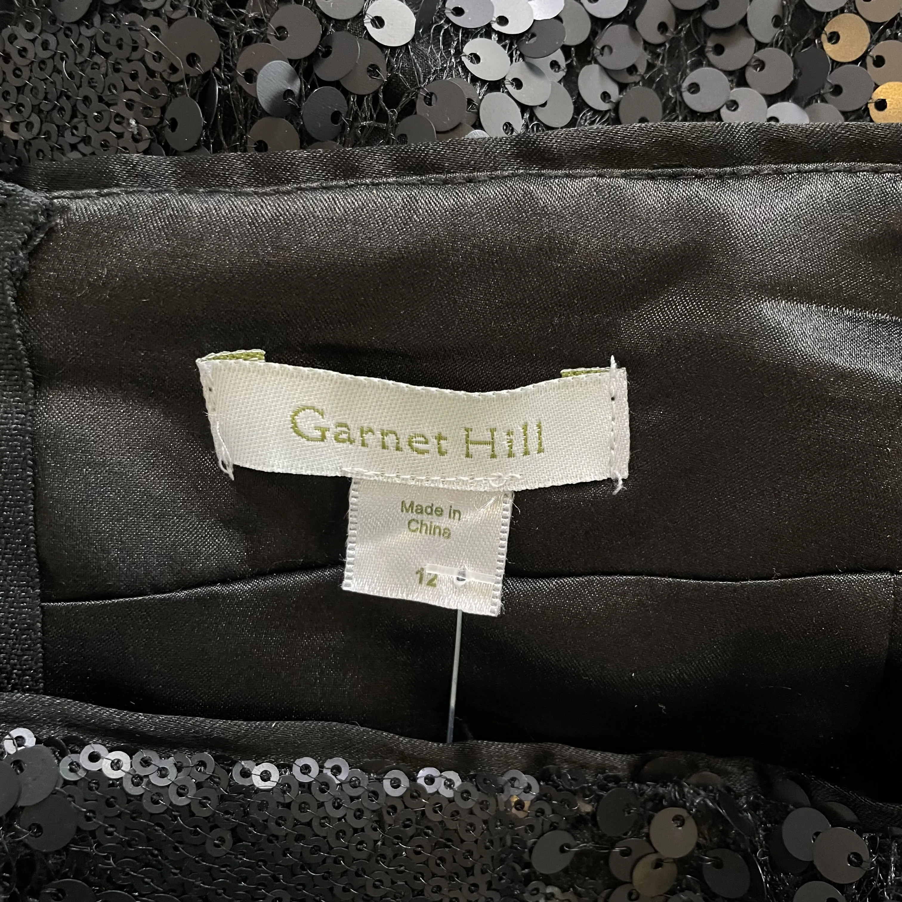 Garnet Hill | Women's Black Sequin Pencil Skirt | Size: 12