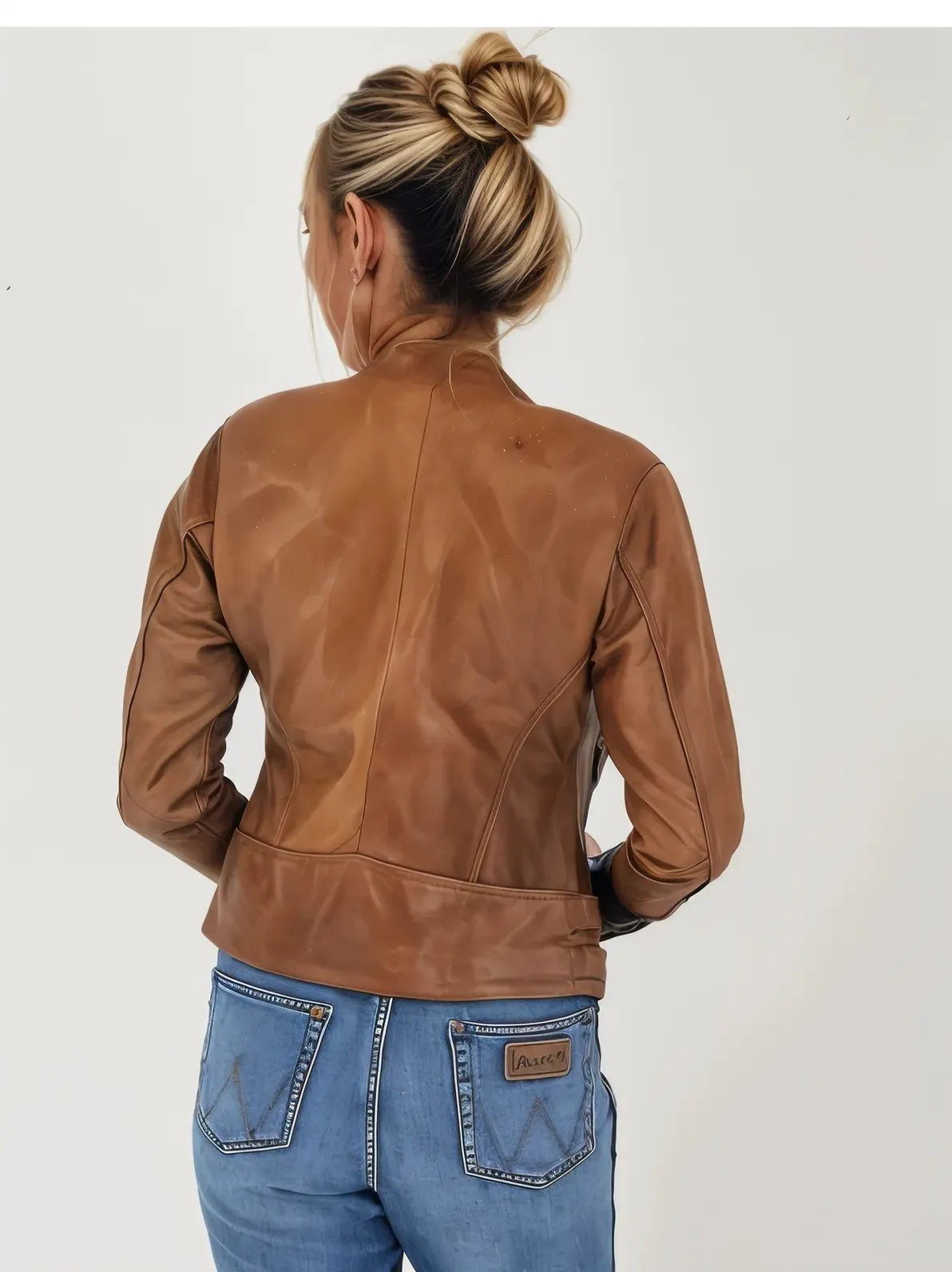 Handcrafted Women's Sheepskin Leather Biker Jacket – Premium Biker Style Honey