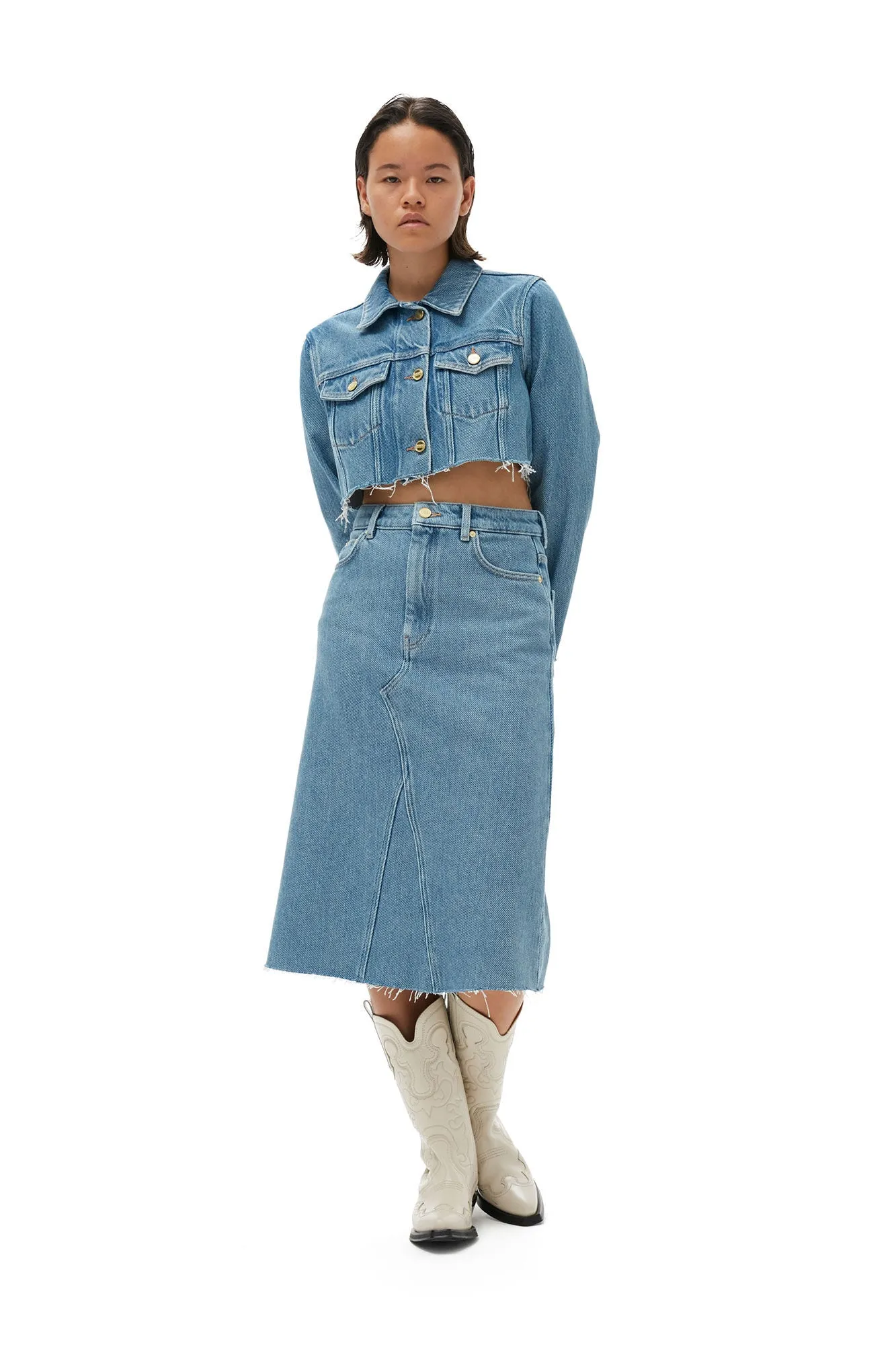 HEAVY DENIM CROPPED TRUCKER JACKET