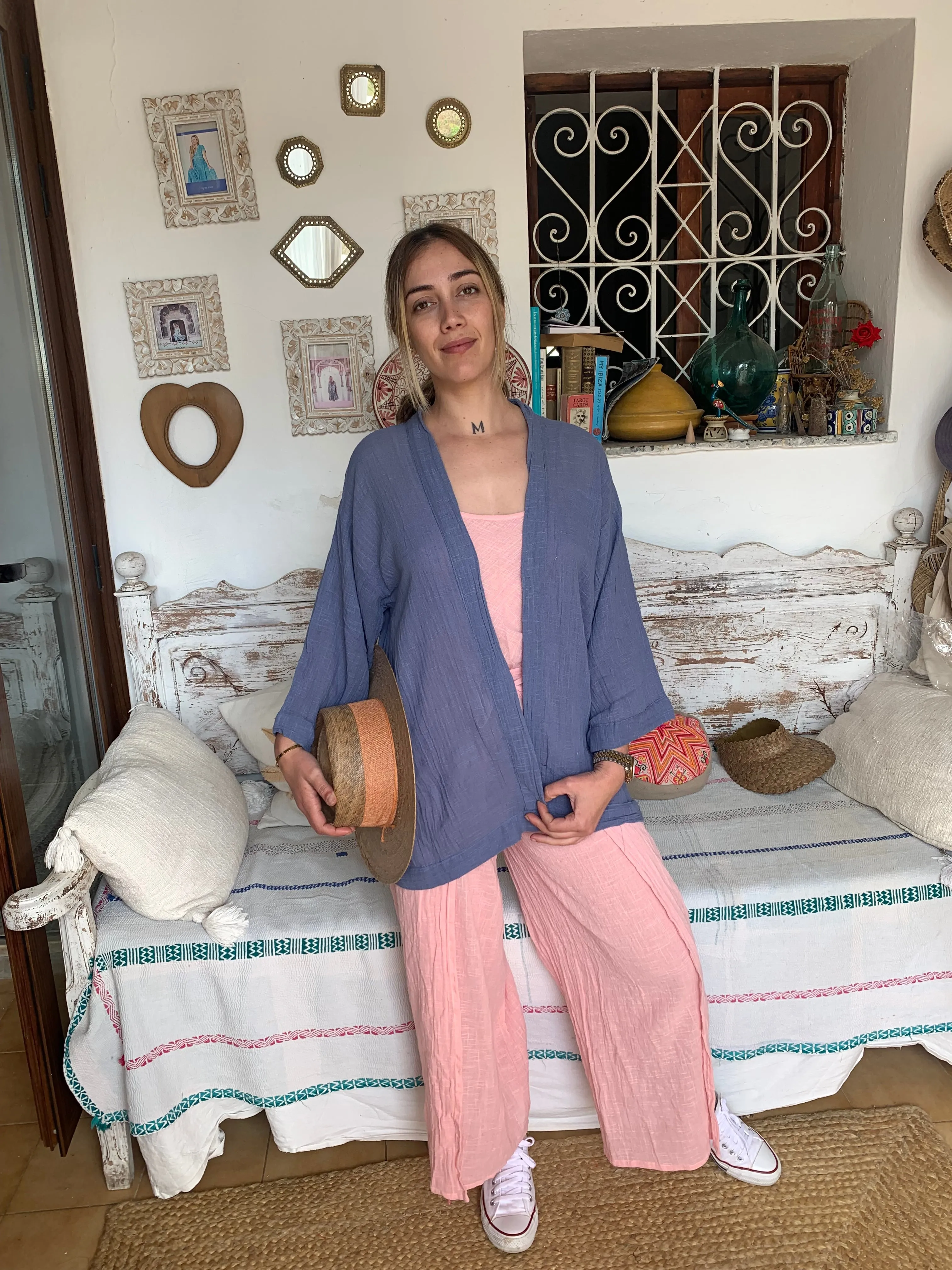 Ibiza boho short kimono 👘 in blue