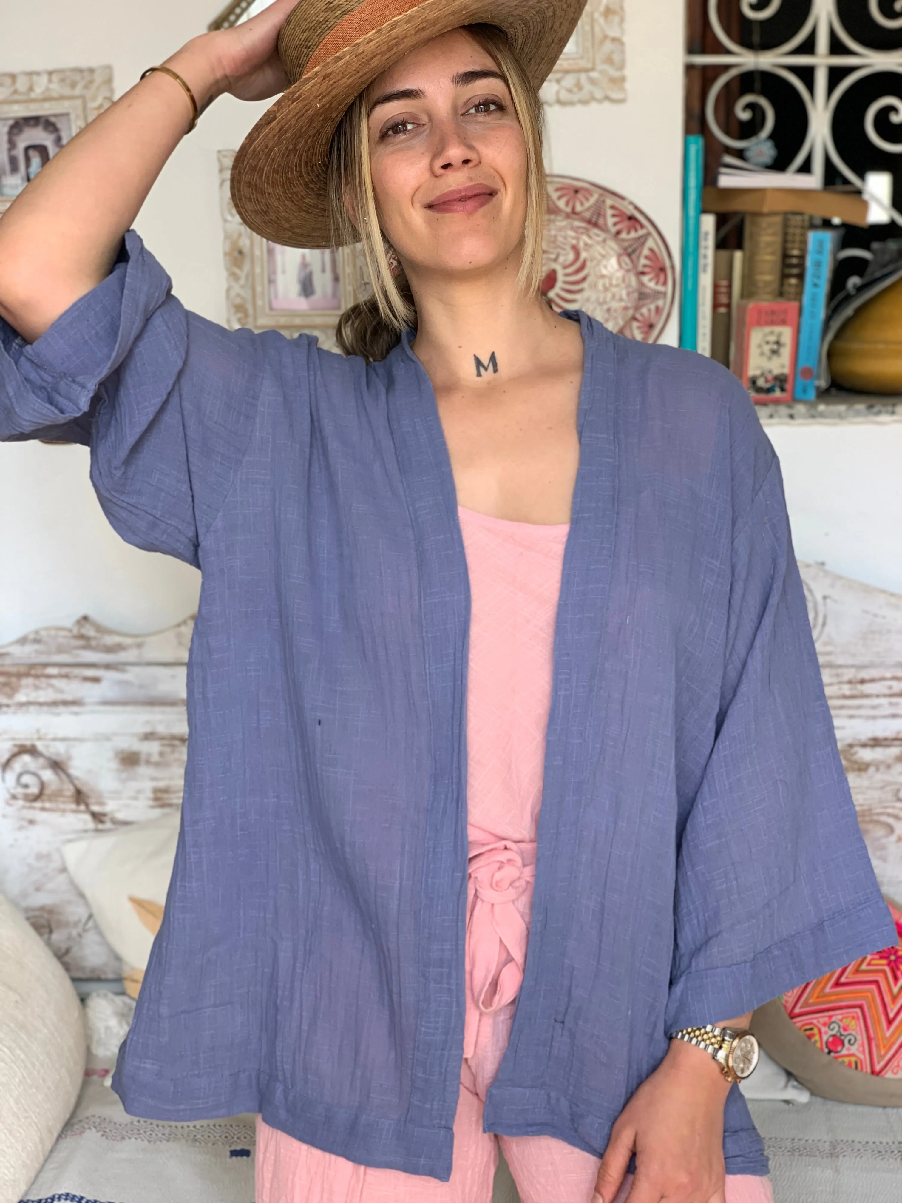 Ibiza boho short kimono 👘 in blue
