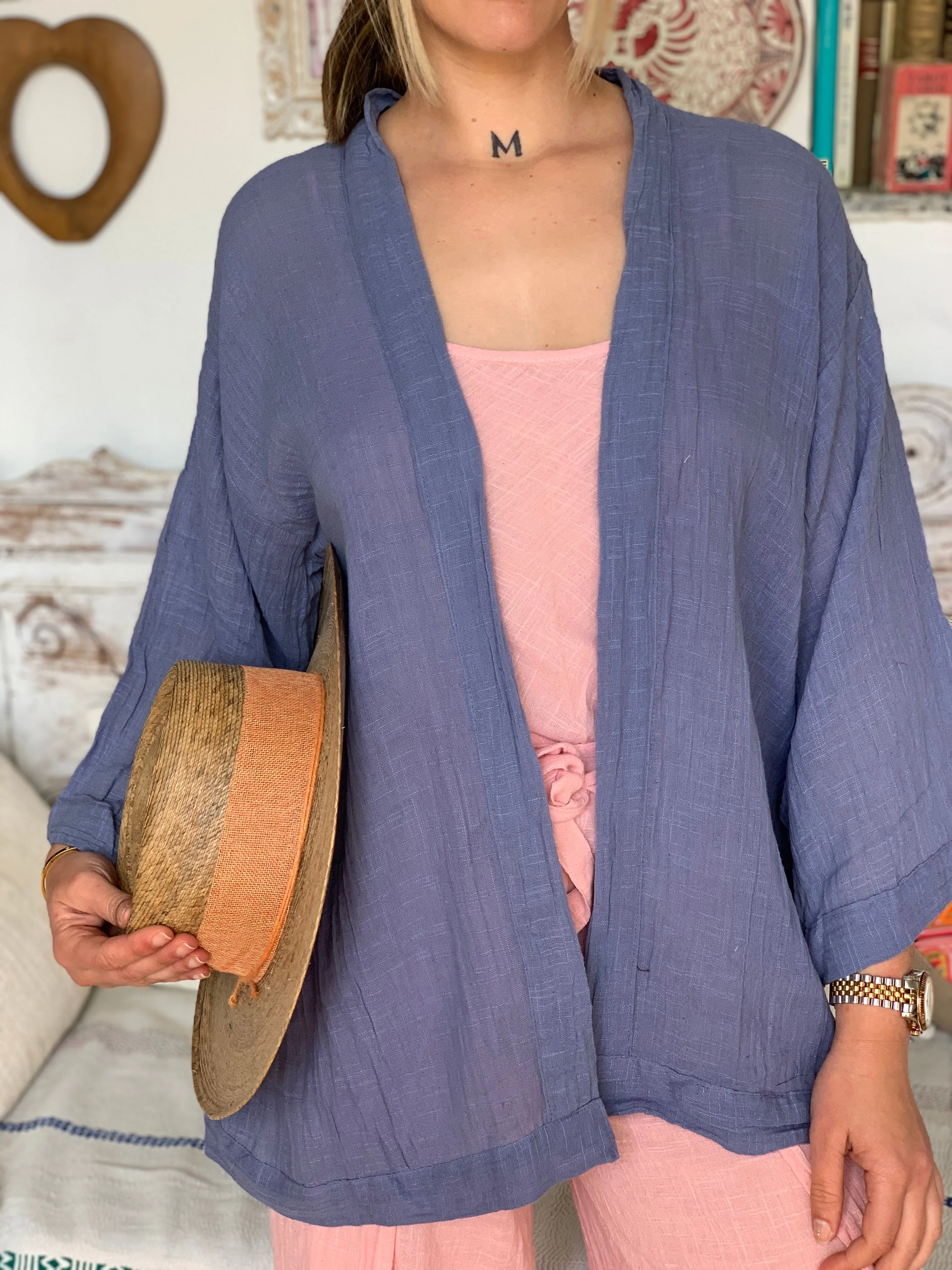 Ibiza boho short kimono 👘 in blue