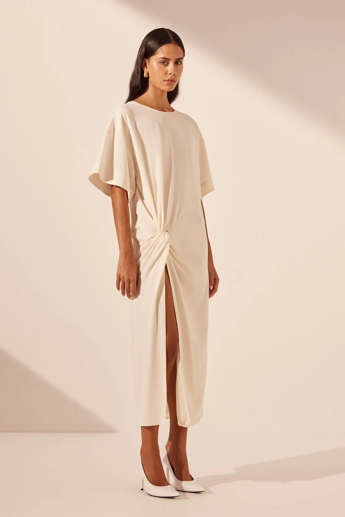 ILIAD T SHIRT MIDI DRESS - RICE