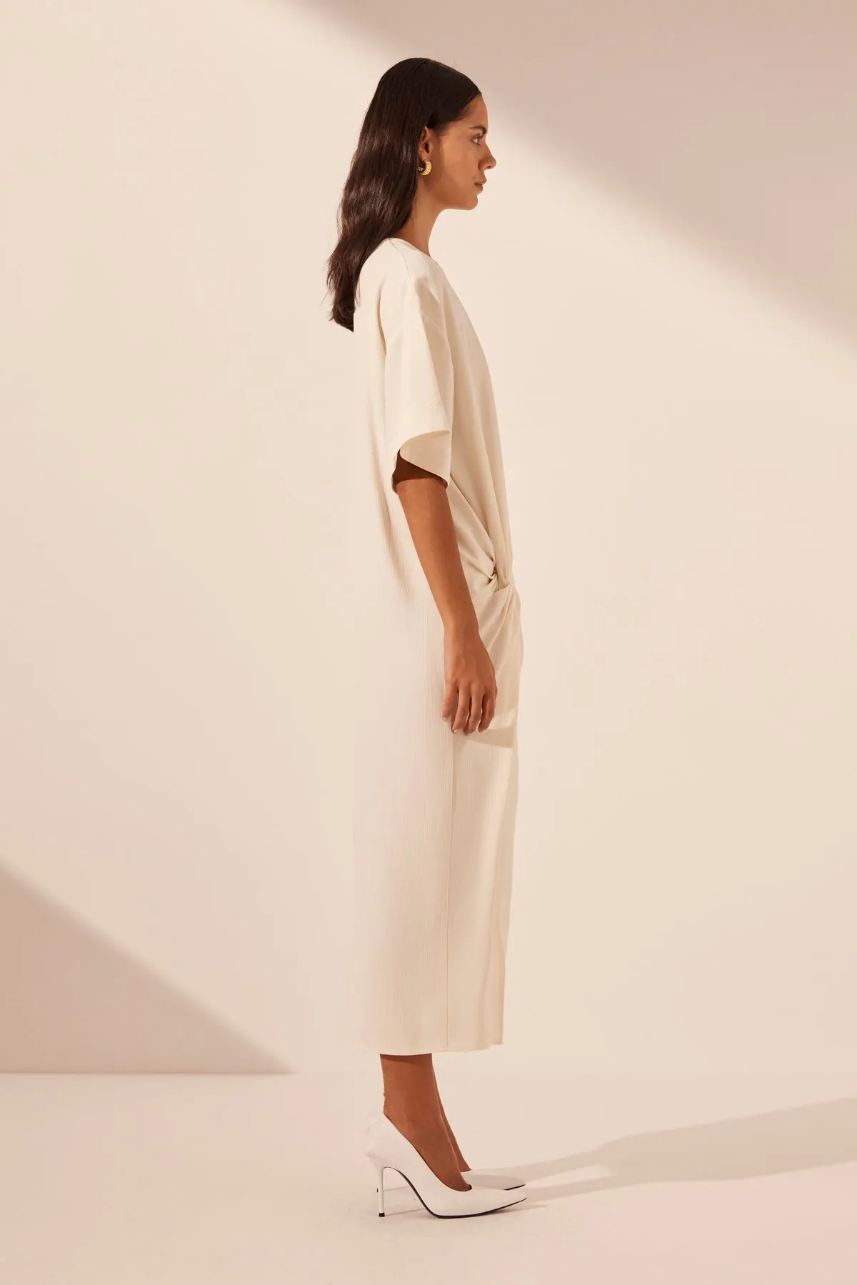 ILIAD T SHIRT MIDI DRESS - RICE
