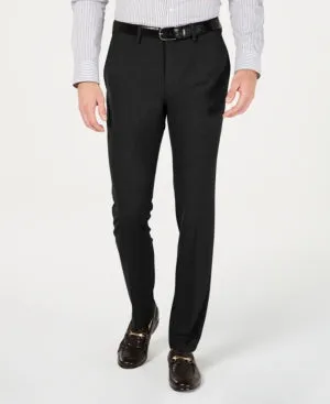 Kenneth Cole Reaction Mens Skinny fit Dress Pants 30 / 29 Black Solid Stretch