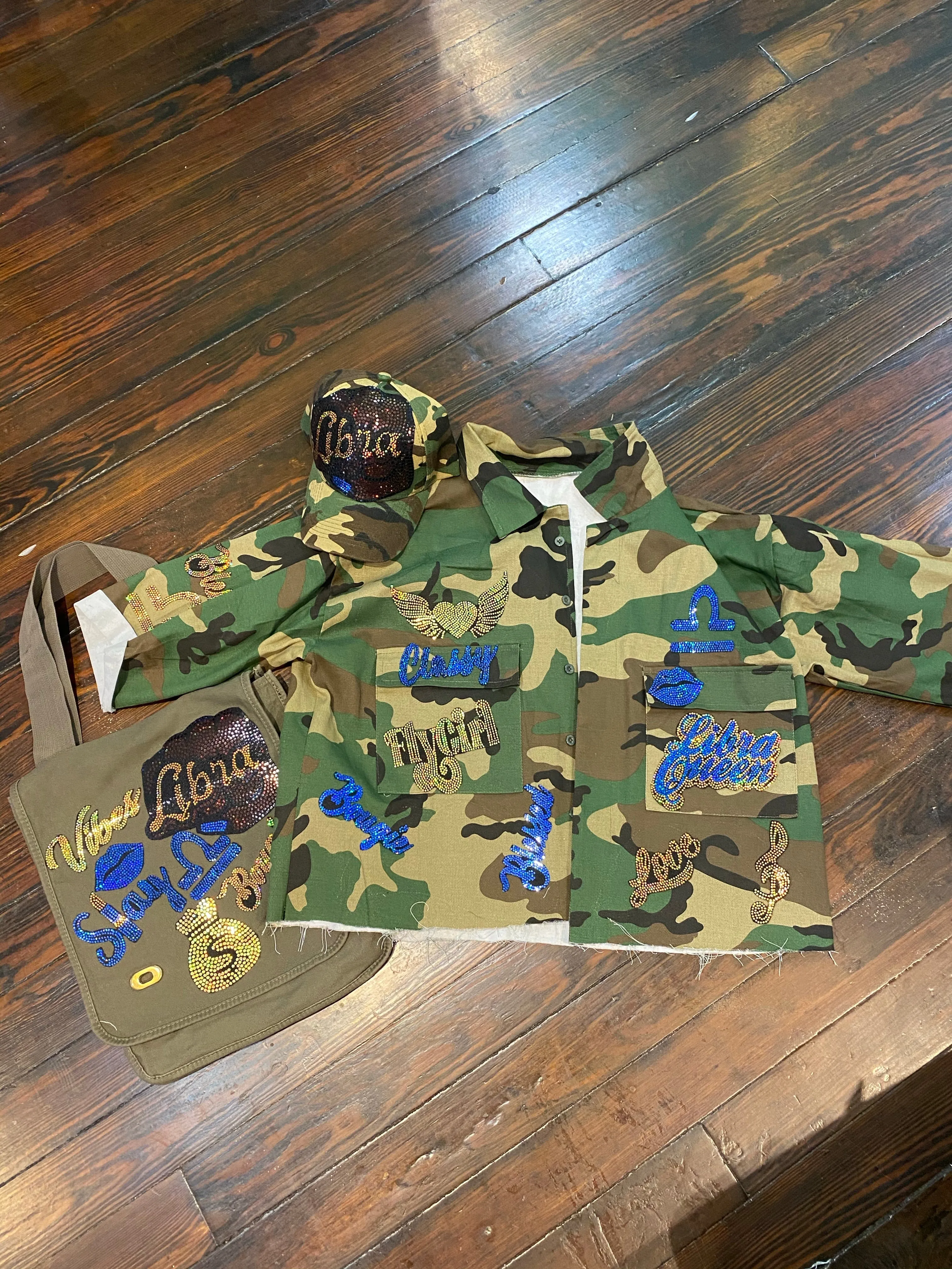 LIBRA Fist  CAMOUFLAGE BLING Patchwork JACKET