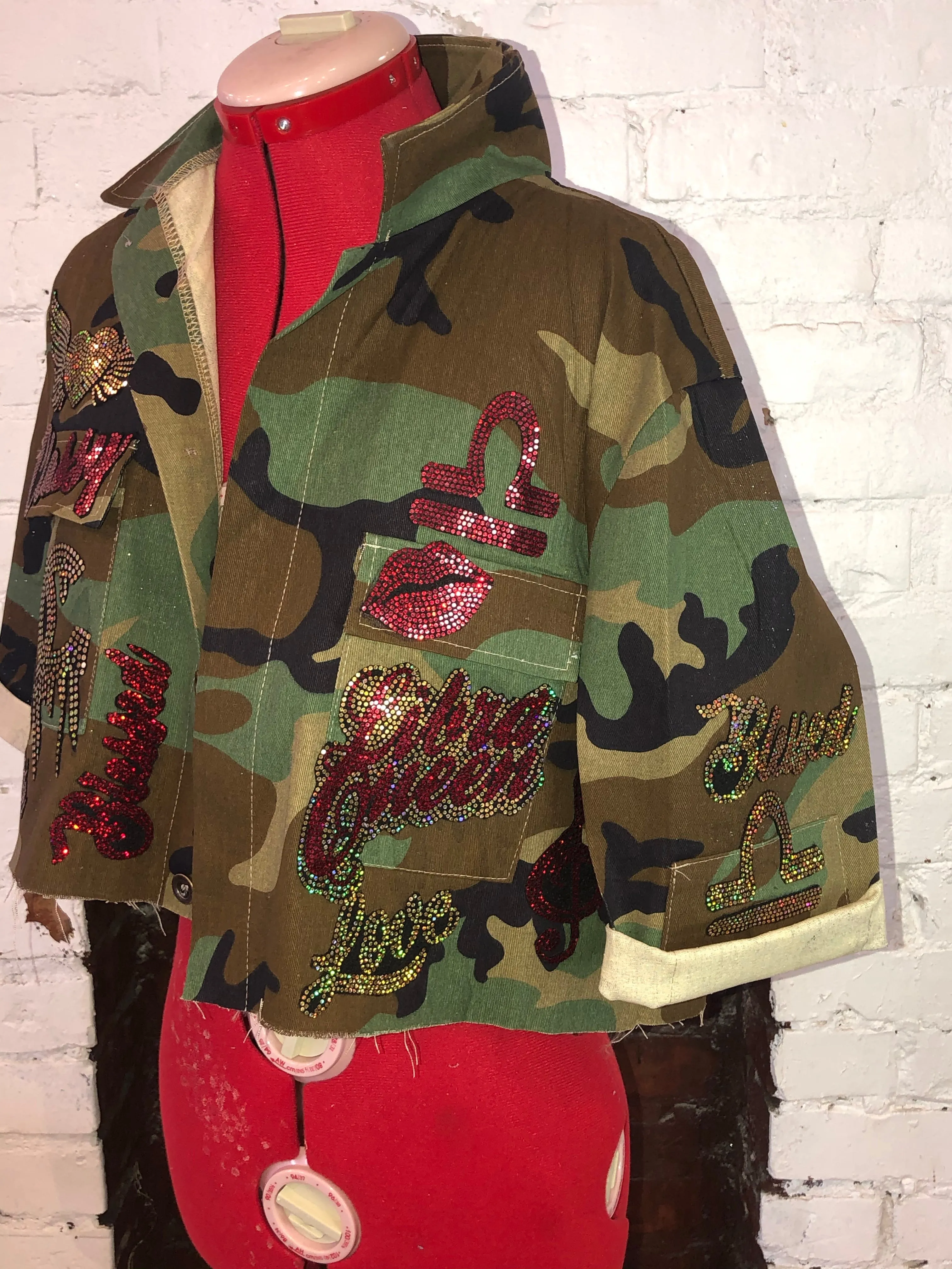 LIBRA Fist  CAMOUFLAGE BLING Patchwork JACKET