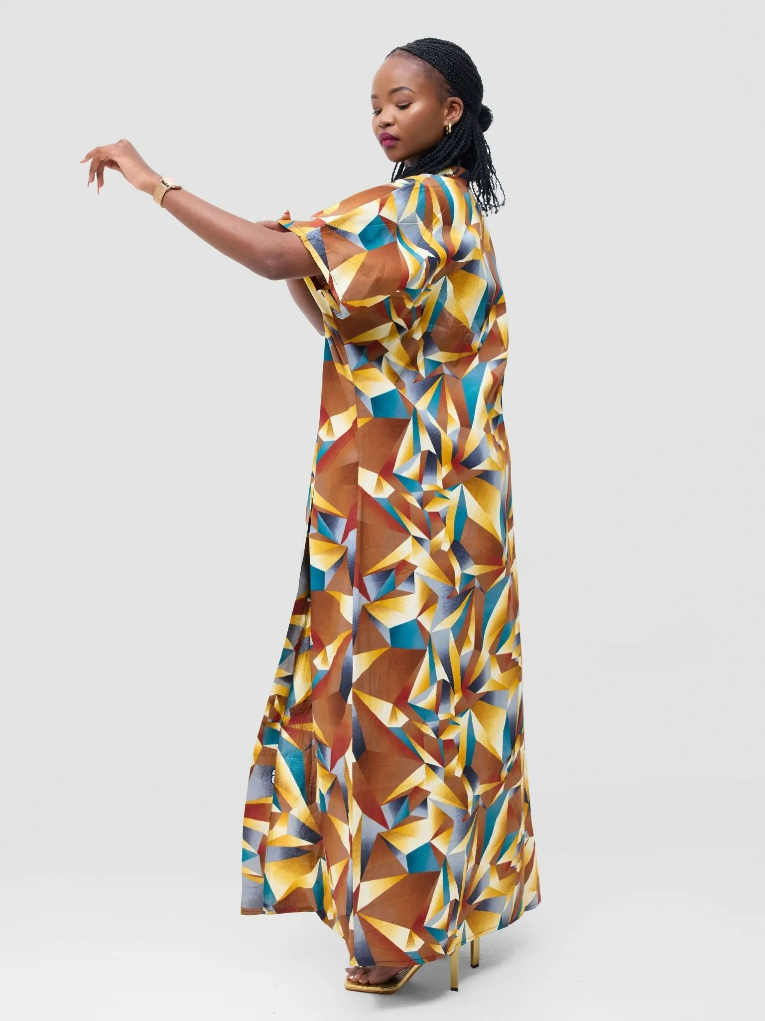Lokali Amani Ankara Kimono - Brown