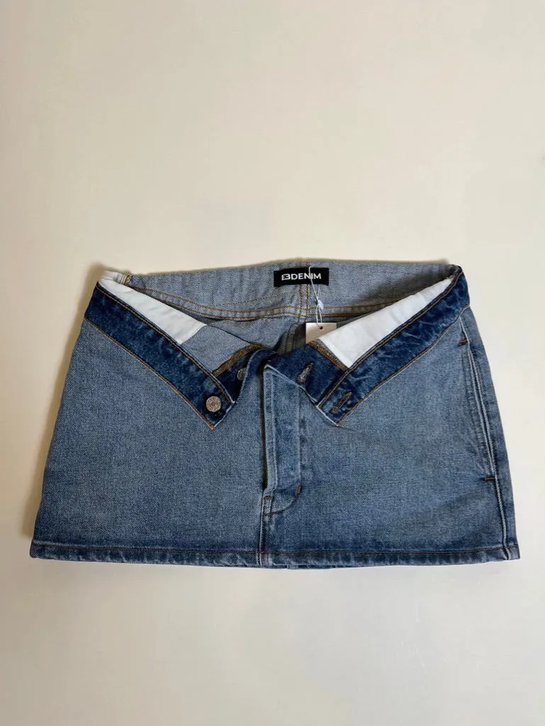 Madison Foldover Denim Mini Skirt