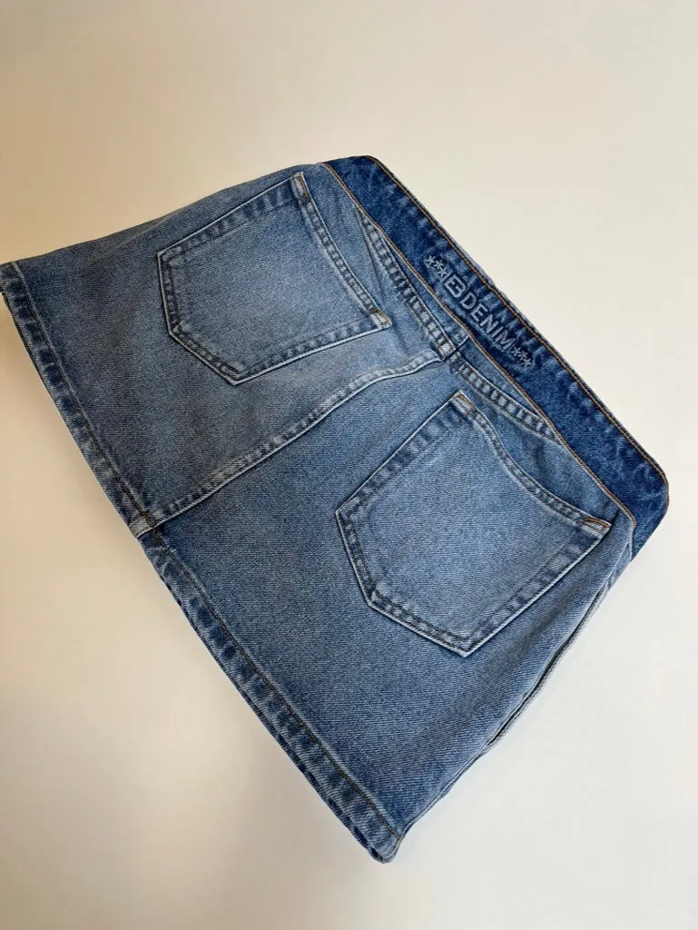 Madison Foldover Denim Mini Skirt