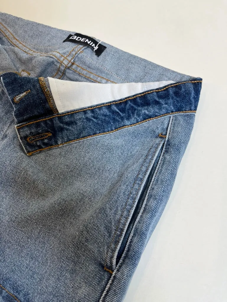Madison Foldover Denim Mini Skirt