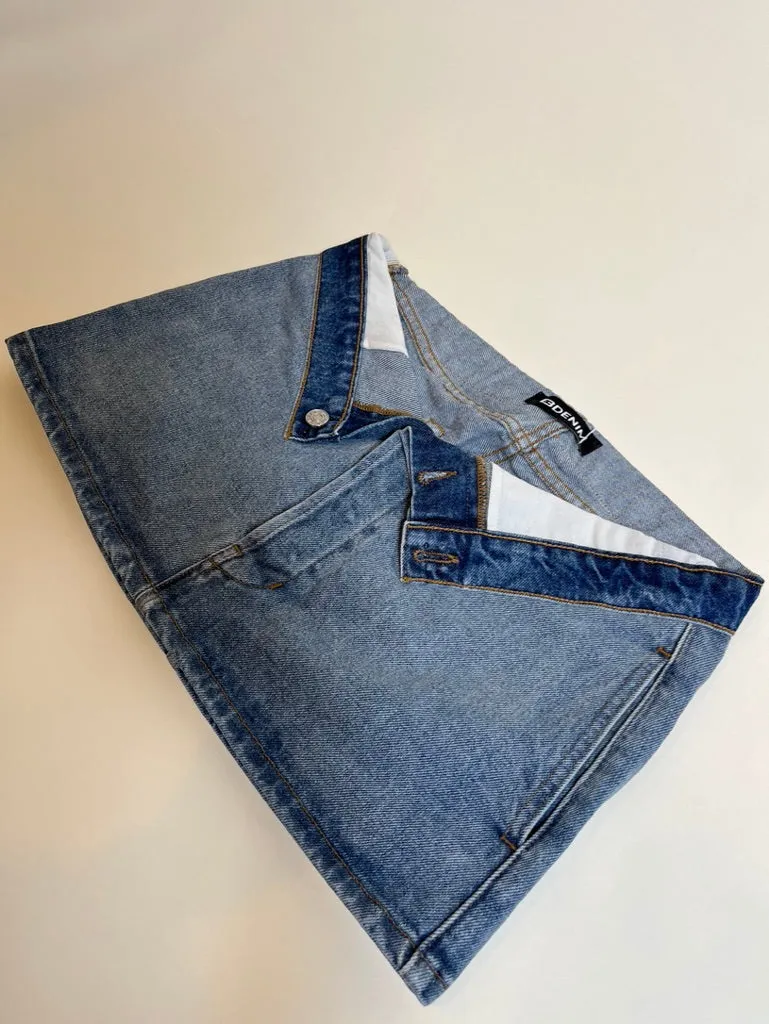 Madison Foldover Denim Mini Skirt