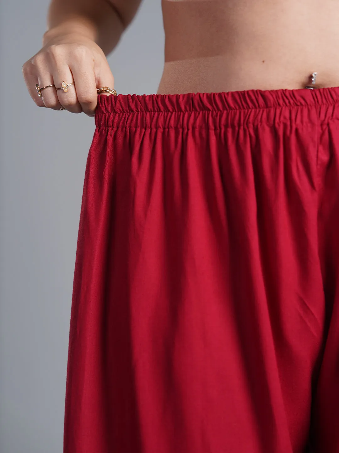 Maroon Rayon AfghaniSalwar