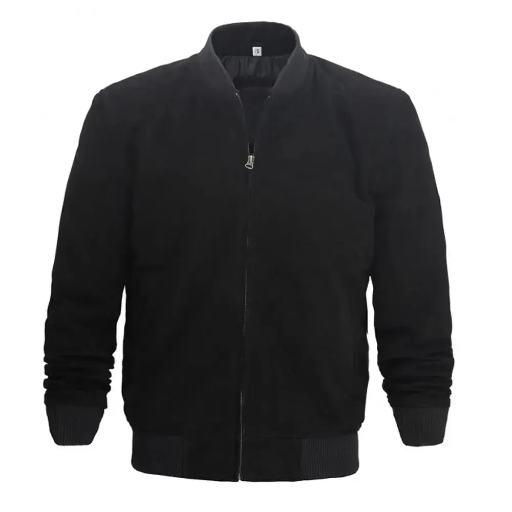 Men Black Suede Bomber Leather Jacket
