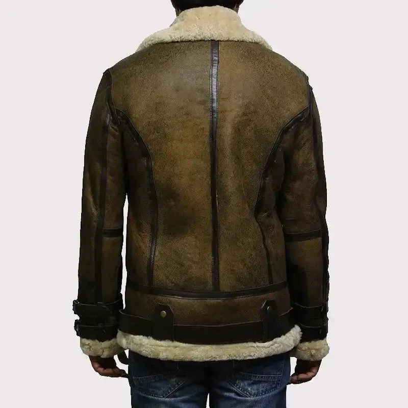 Men's Brown B3 Bomber Sheepskin Jacket