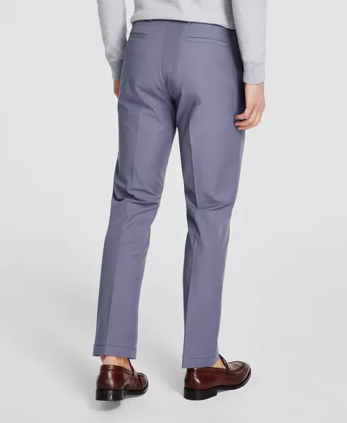Michael Kors Men's Classic Fit Flat Front Cotton Dress Pants Ash Blue 40 x 32