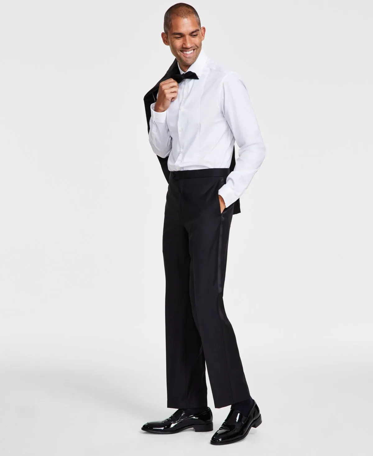 Michael Kors Mens Classic fit Tuxedo Dress Pants 30 / 30 Black Solid