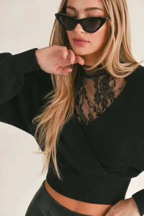 Night Glam Mixed with Lace Sweater