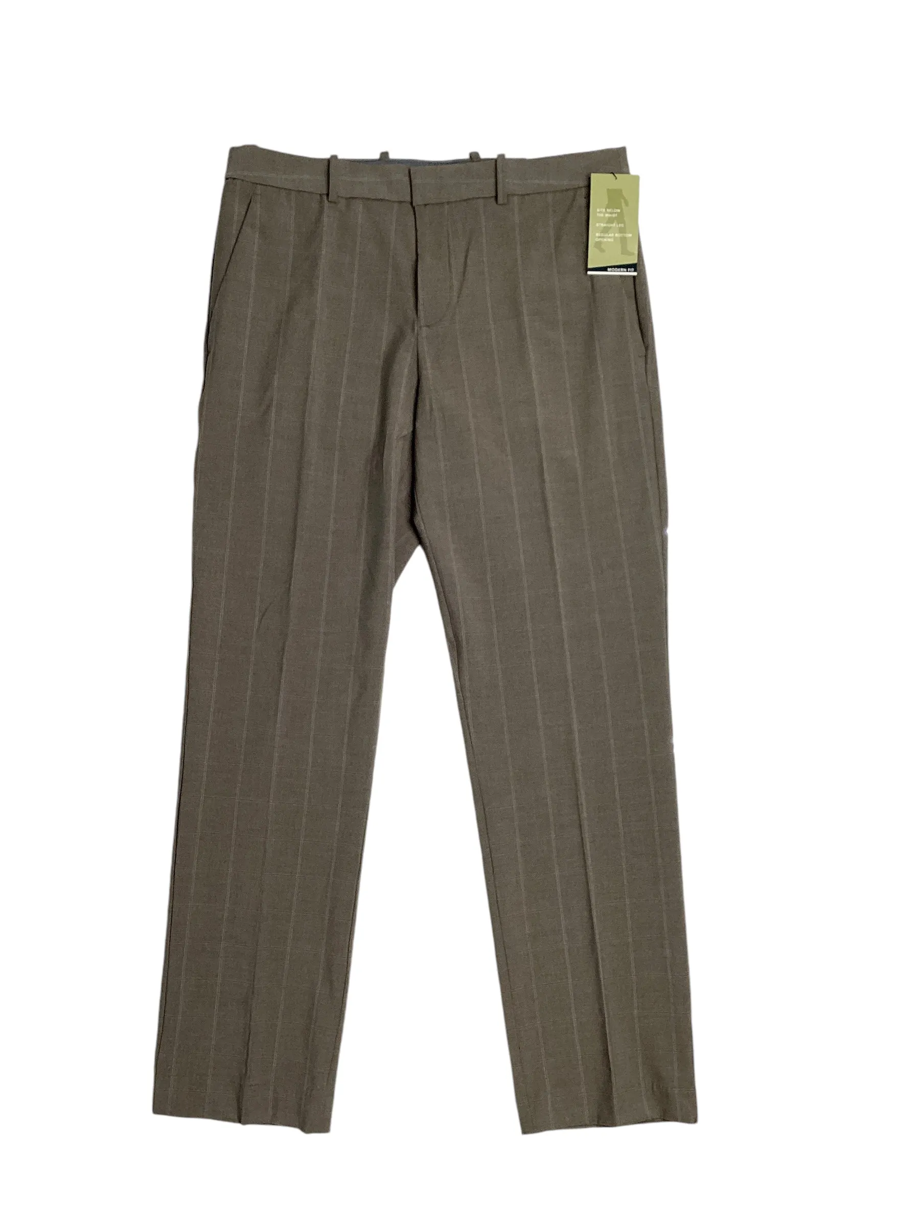 Perry Ellis Portfolio Mens Modern fit Dress Pants 36 / 30 Beige Plaid Stretch