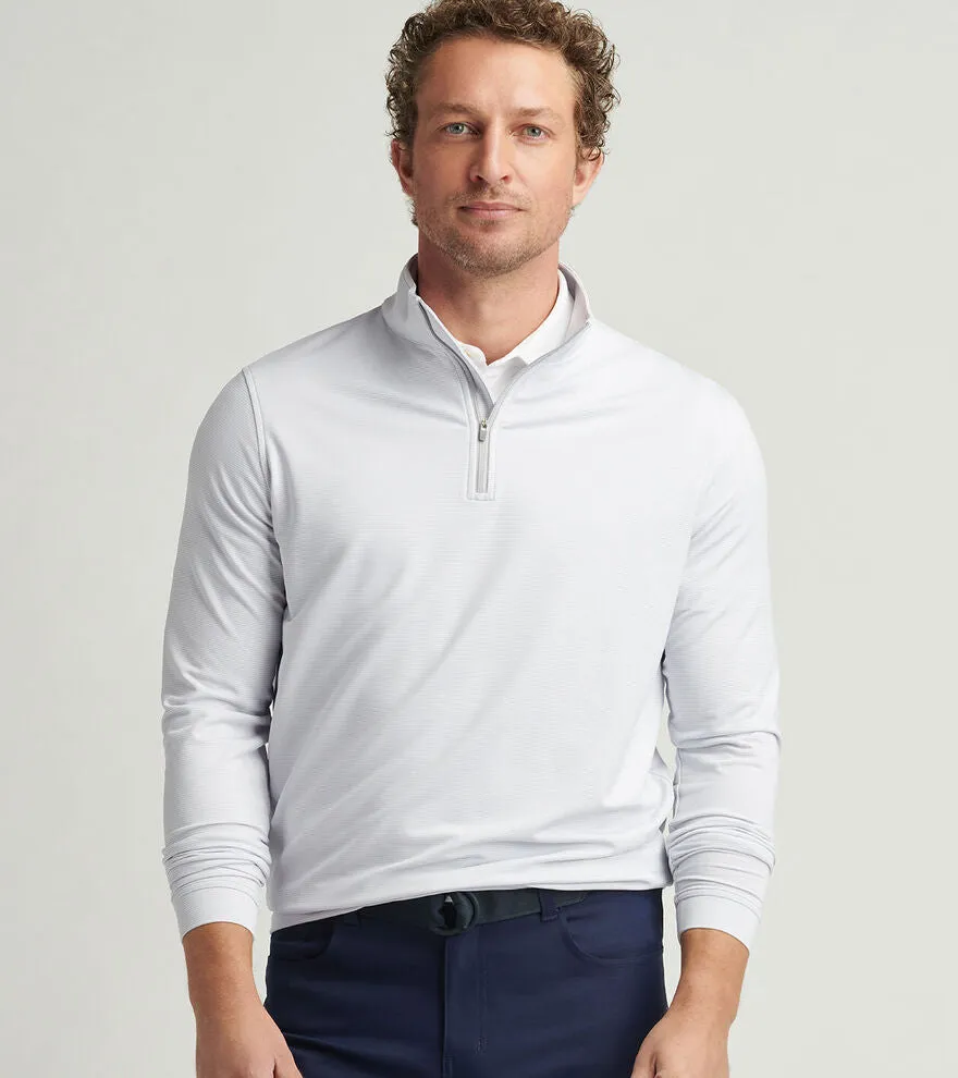 Peter Millar Men's Perth Sugar Stripe Performance 1/4 Zip Pullover Sweater - British Grey
