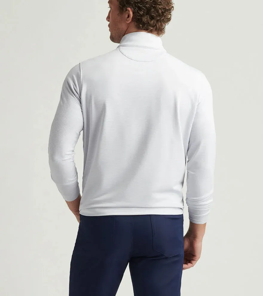 Peter Millar Men's Perth Sugar Stripe Performance 1/4 Zip Pullover Sweater - British Grey