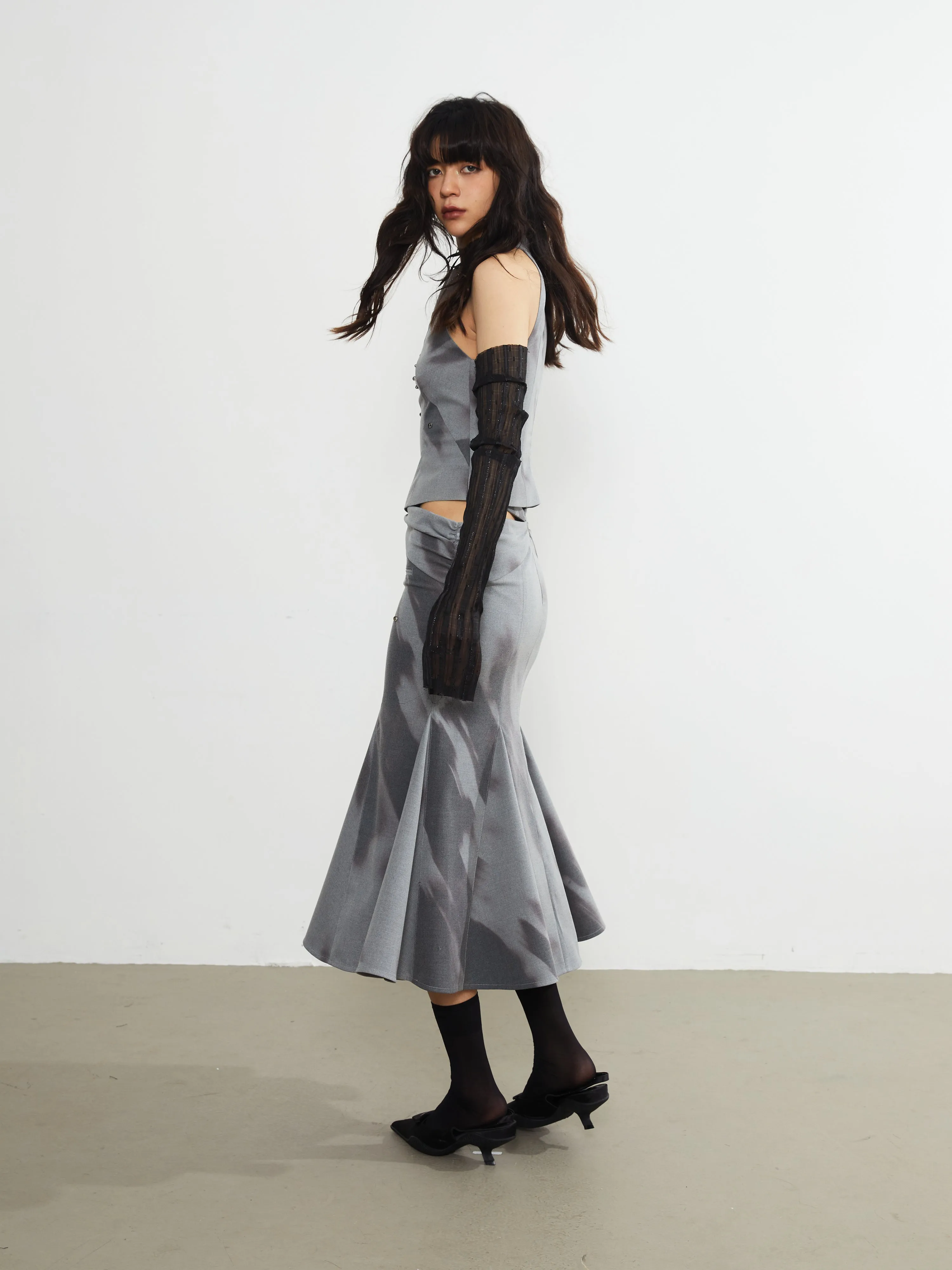 Printing Punk Hollow Skirt
