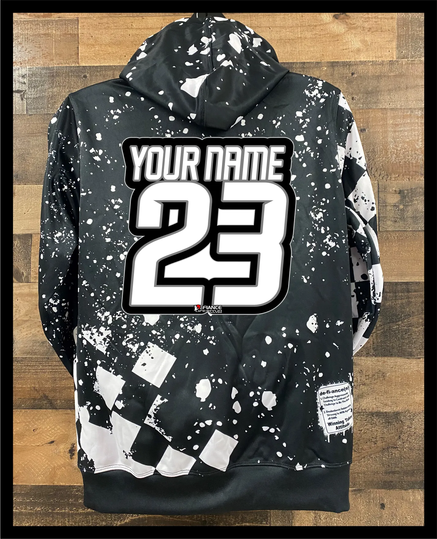 Race Hooded Sweatshirt - peace love Racing  - Bleached/BLACK