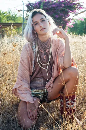 RAW SHREDDED KIMONO DUSTY PINK