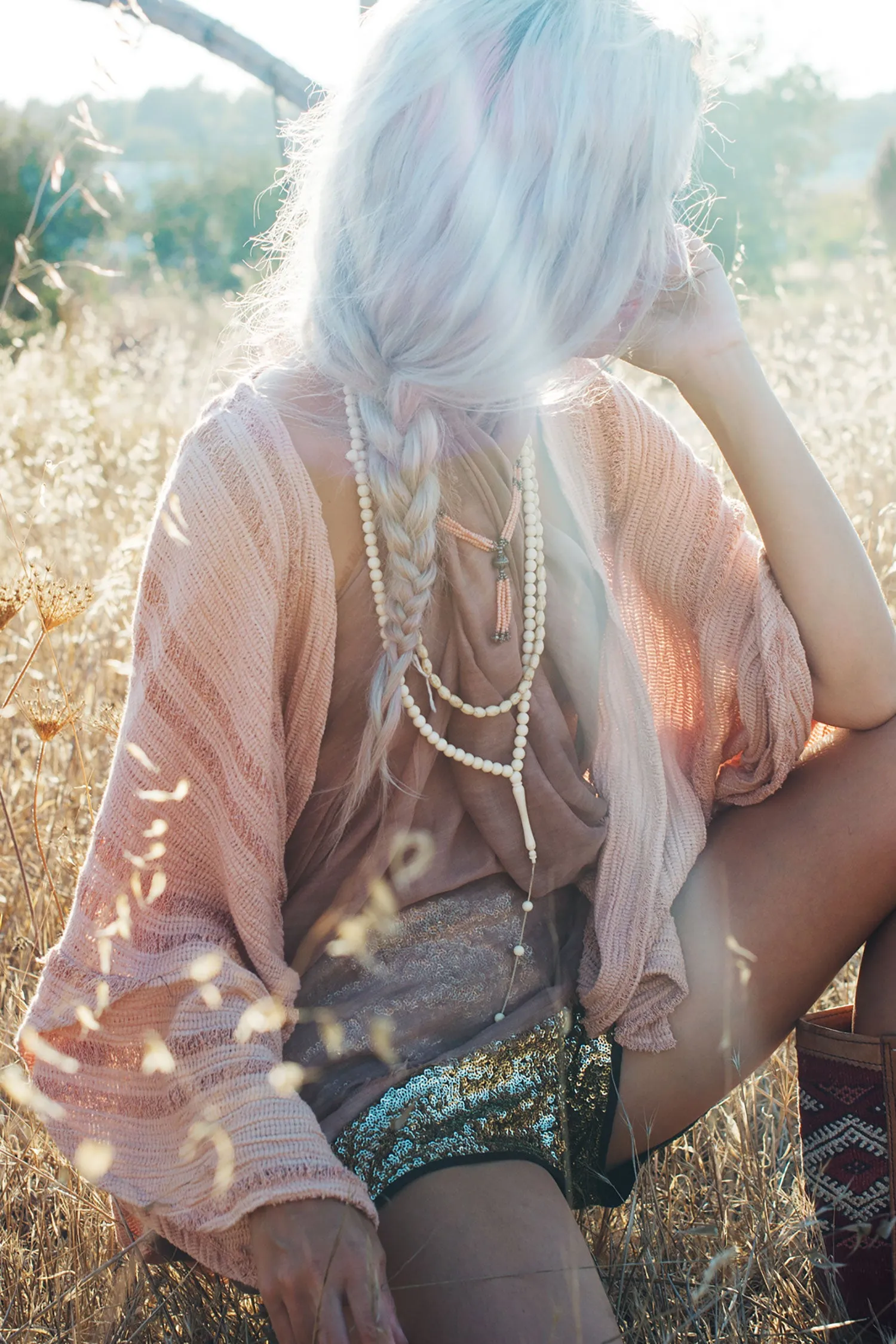 RAW SHREDDED KIMONO DUSTY PINK