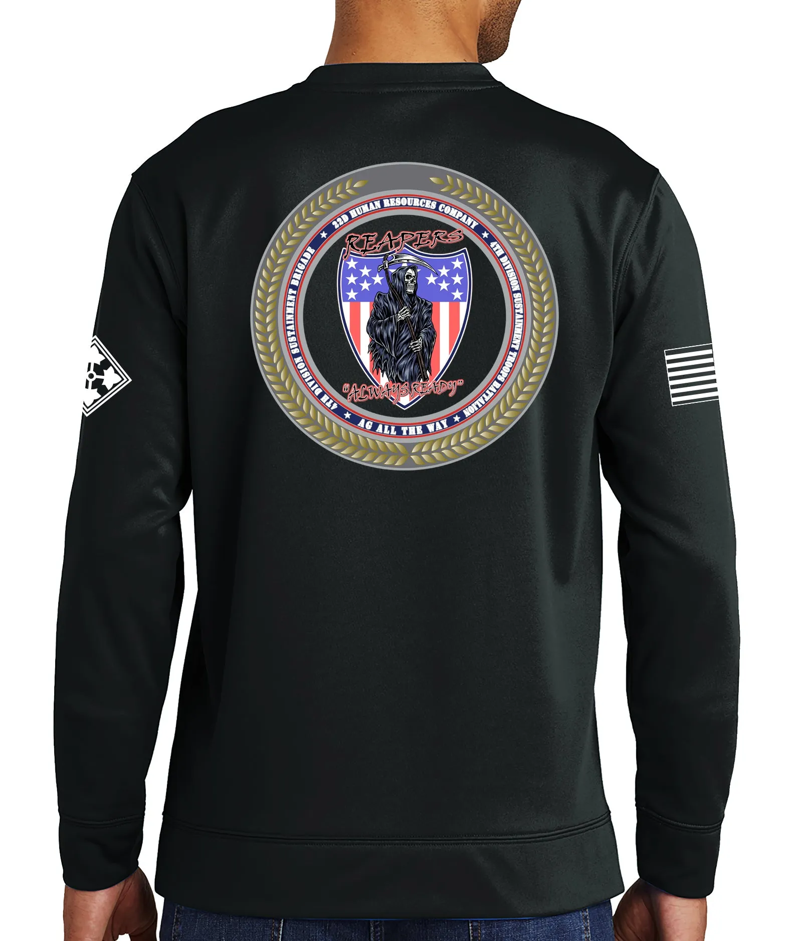 Reaper Polyester Crewneck Unisex Sweatshirt. This shirt IS approved for PT.
