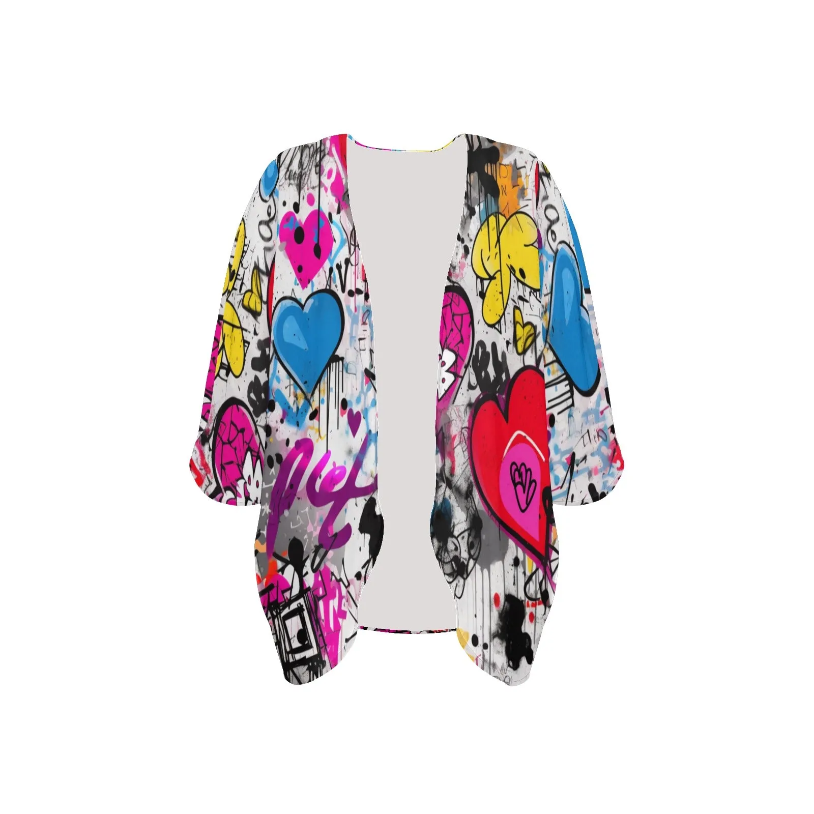 Rebel Graffiti Kimono Chiffon Cover Up