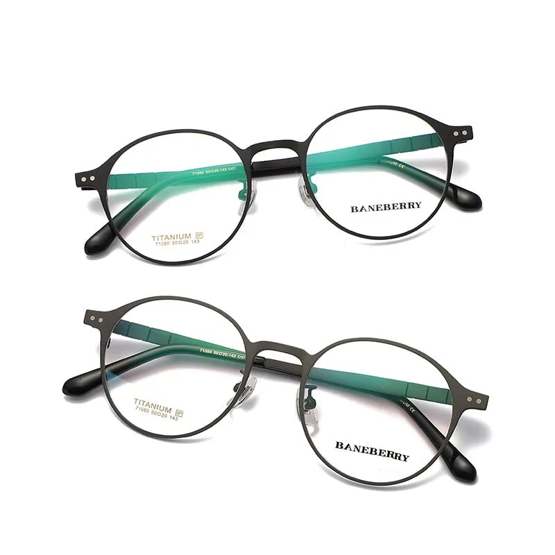 Reven Jate Unisex Full Rim Round Titanium Frame Eyeglasses 71080