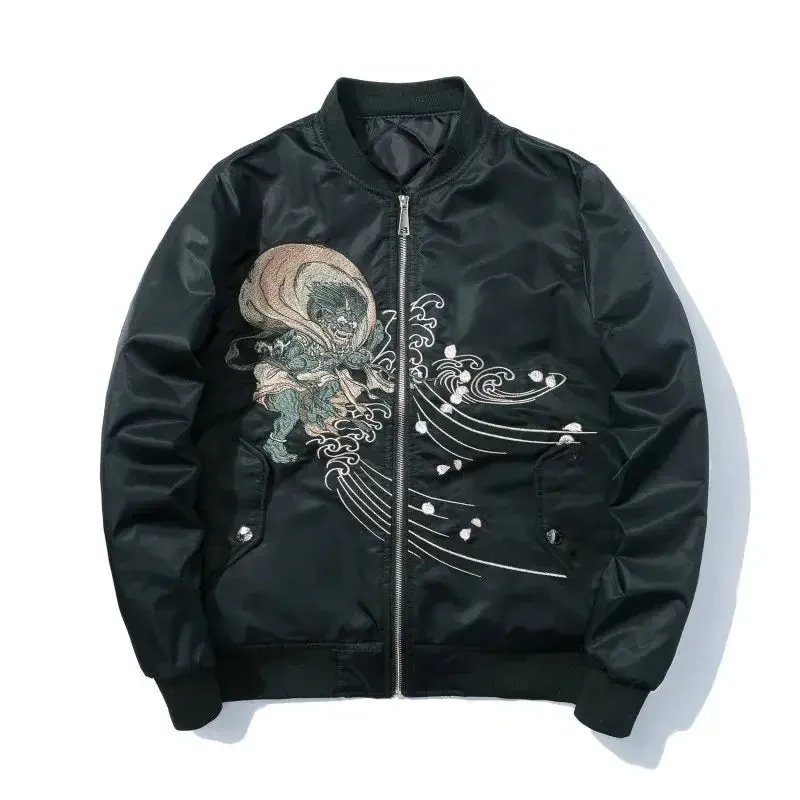 Rising Tiger Embroidered Bomber Jacket | Japanese Streetwear