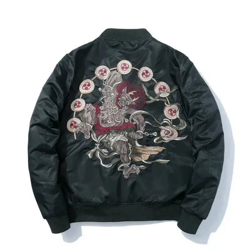 Rising Tiger Embroidered Bomber Jacket | Japanese Streetwear