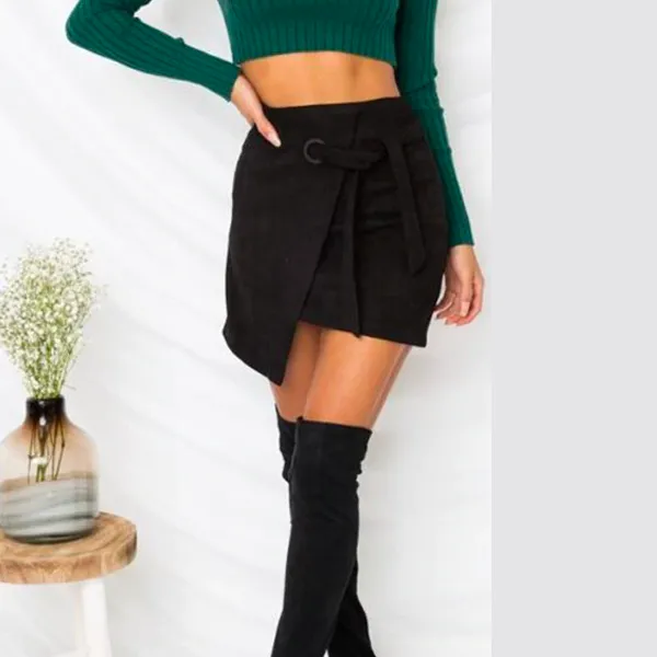 Rocha Sash Suede Mini Skirt
