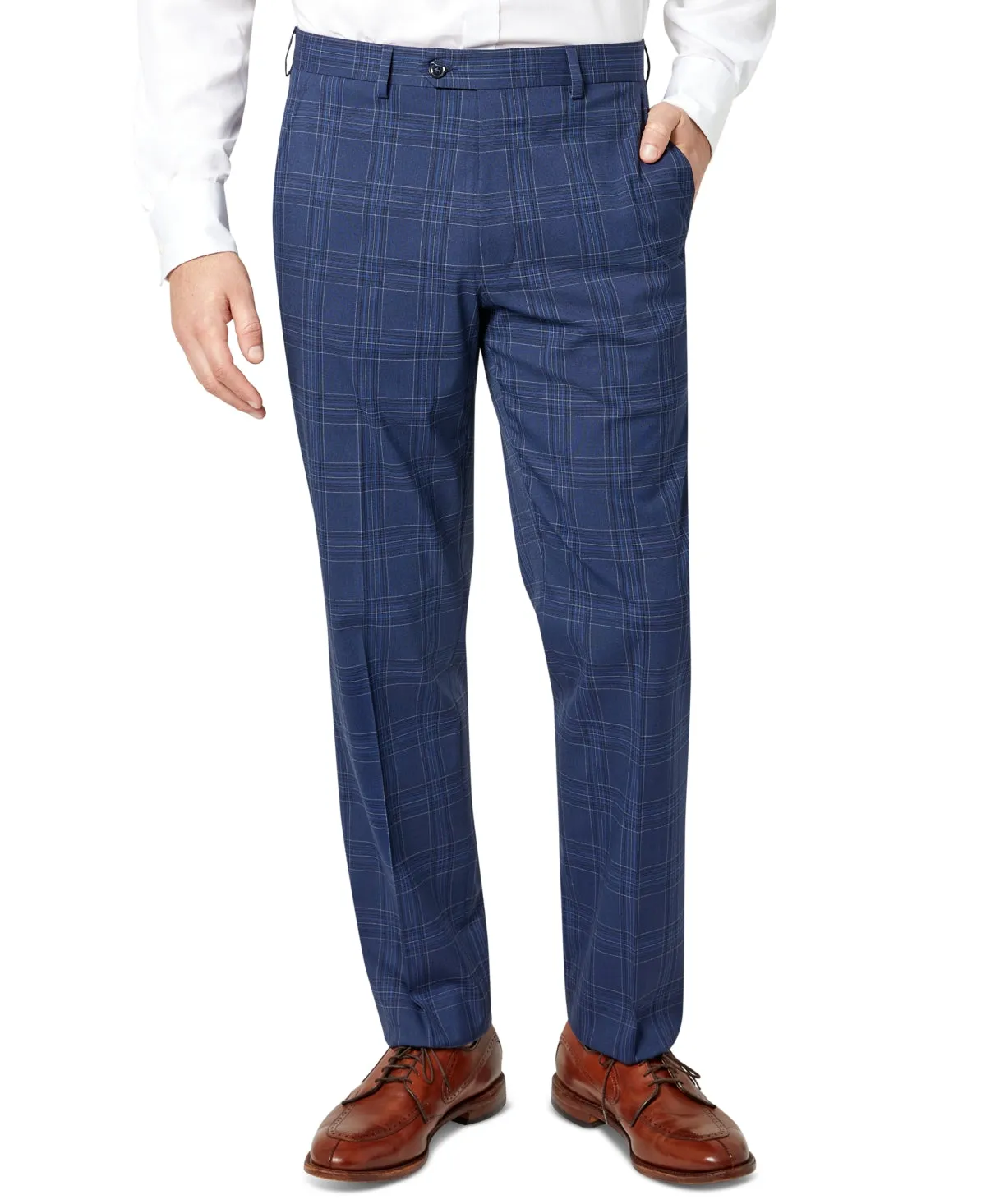 Sean John Men's Classic Fit Patterned Suit Dress Pants Blue Plaid 36 x 32